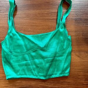 Zara silk green crop top